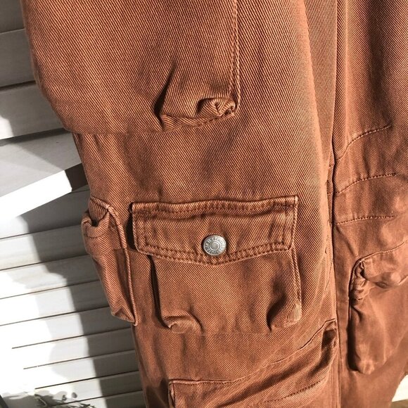 Forever 21 Brown Cargo Carpenter Wide Leg High Rise Pants - Picture 8 of 15